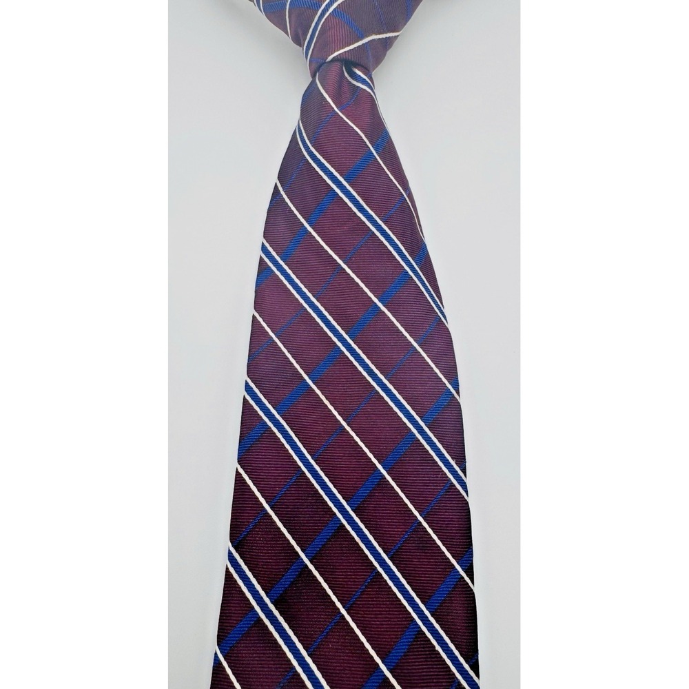 Lauren RL Silk Tie Men Burgundy REPP 60Lx3.5W Designer Jacquard USA